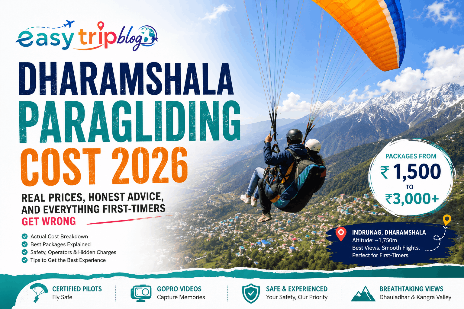 dharamshala paragliding cost
