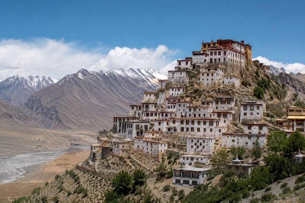 Key Monastery perched on hilltop in Spiti Valley Himachal Pradesh
