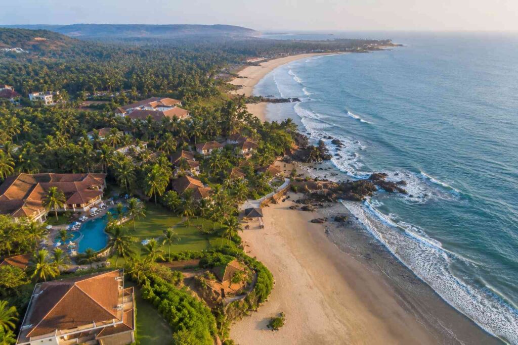 Best beach resorts in North Goa aerial coastline view