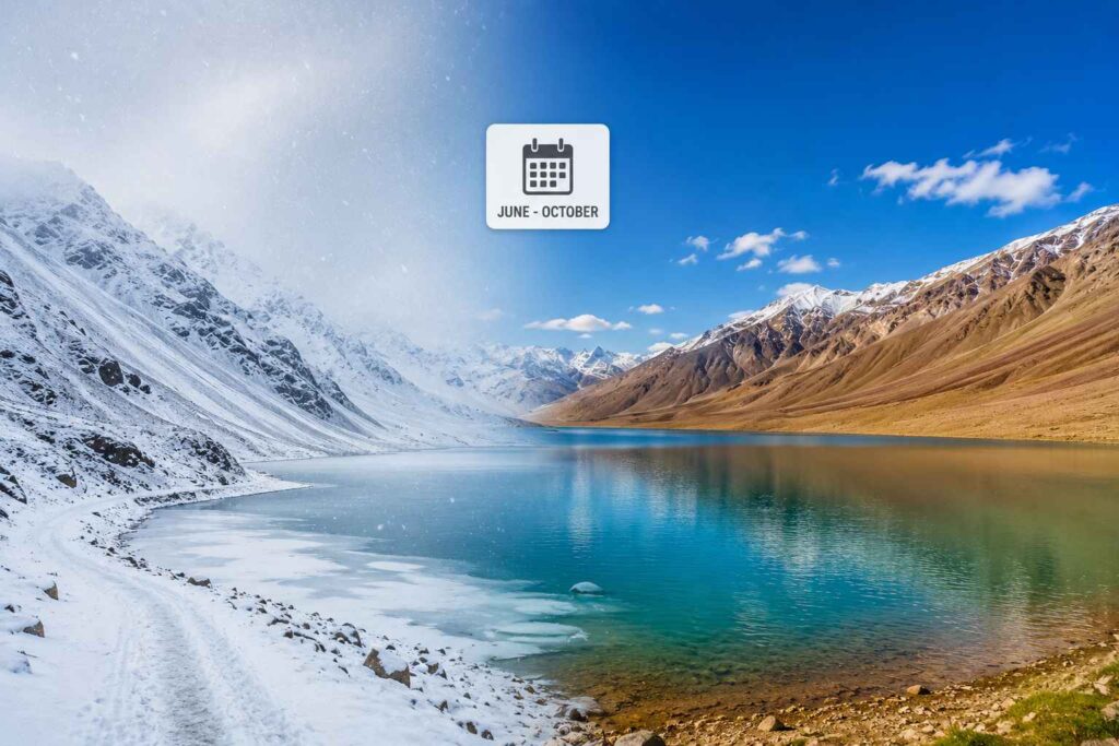 Chandratal Lake open season June to October snow clear