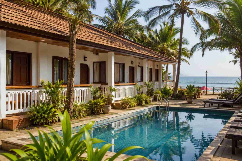 Budget beach resort Calangute North Goa India