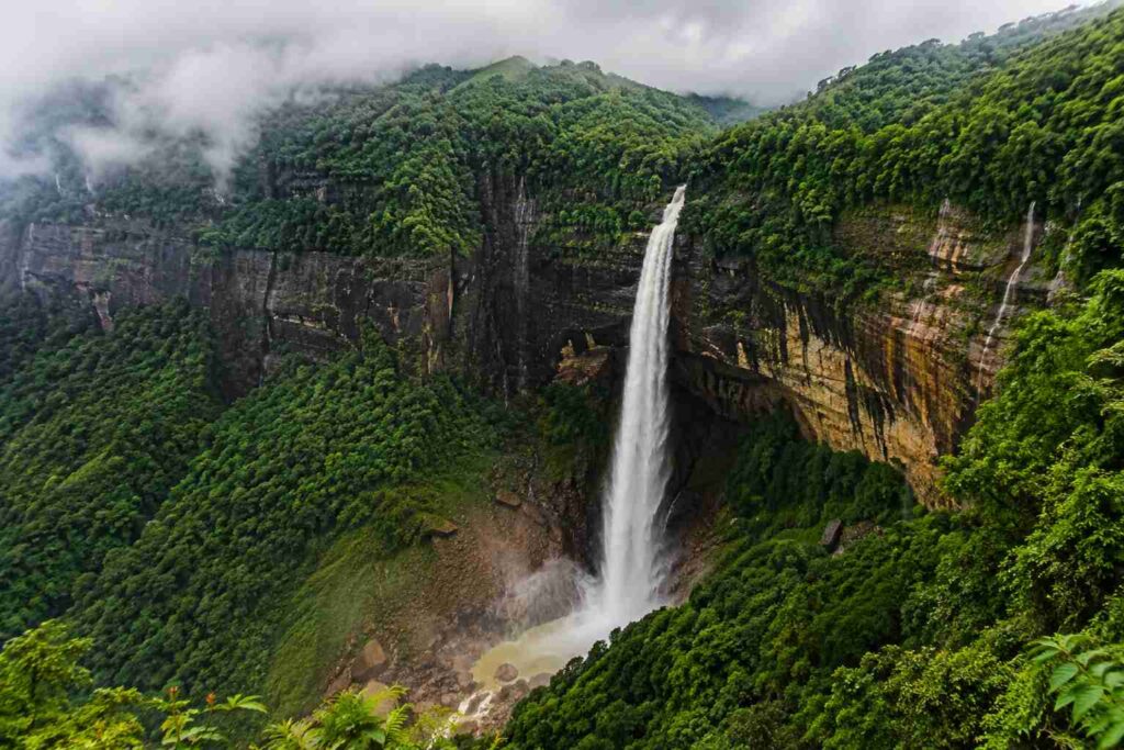 Nohkalikai Falls in full flow at Cherrapunji Meghalaya during July