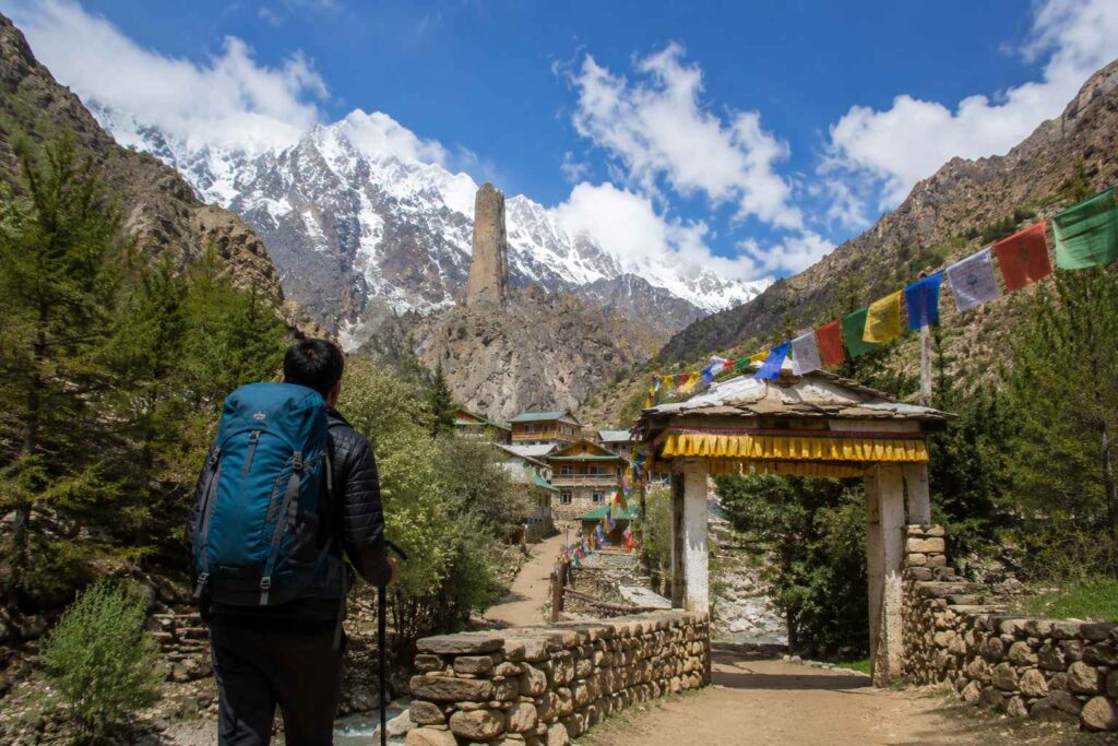 Trekker arriving at Kinnaur Kailash base after 580 km journey from Delhi