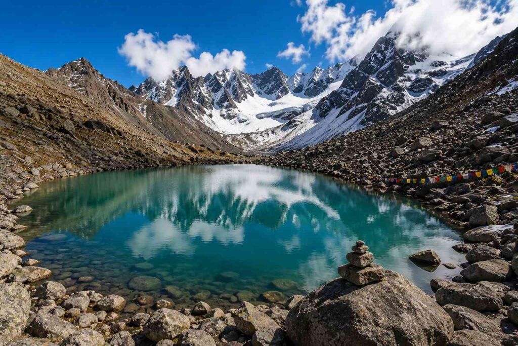 Parvati Kund glacial lake on Kinnaur Kailash trek route at 4600 meters