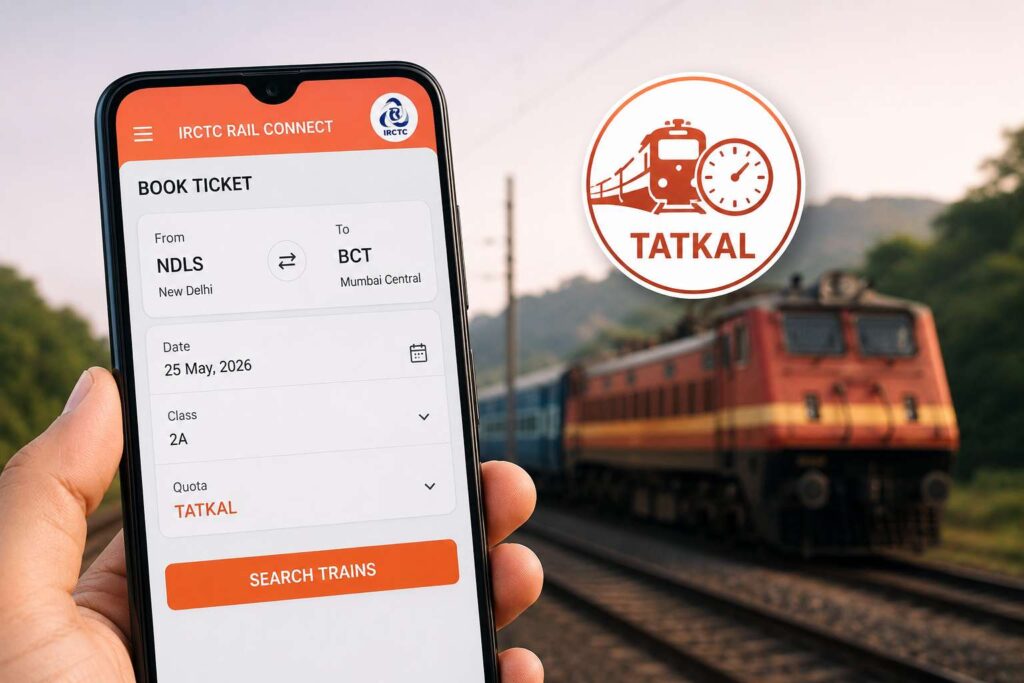 IRCTC Rail Connect app Tatkal ticket booking interface India
