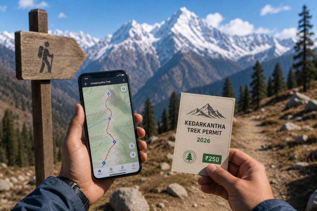 IndiHikes trek trail map Kedarkantha permit cost 2026