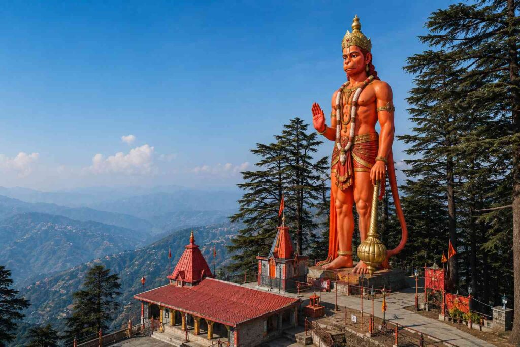 Jakhoo Temple Shimla with 108-feet Hanuman statue on hilltop