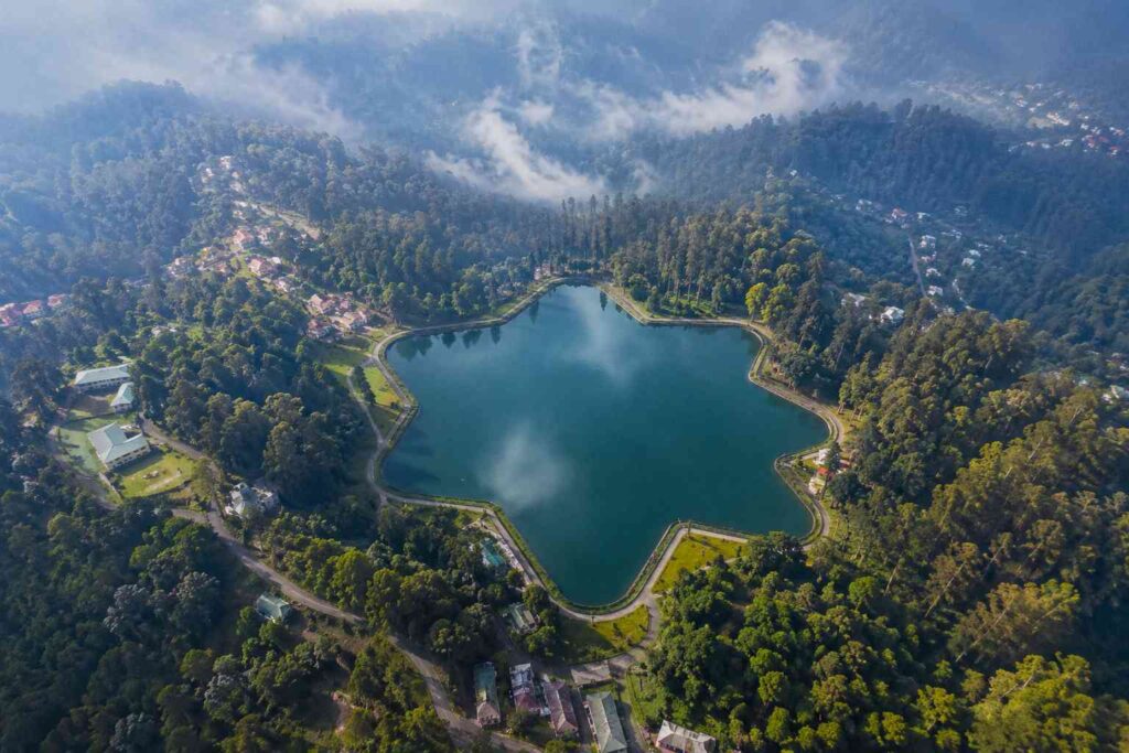 Kodaikanal star shaped lake aerial view Tamil Nadu