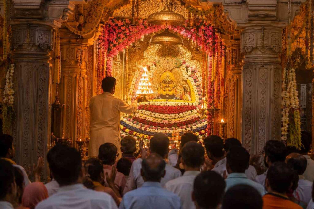 Devotees attending Mangala Aarti at Khatu Shyam temple early morning