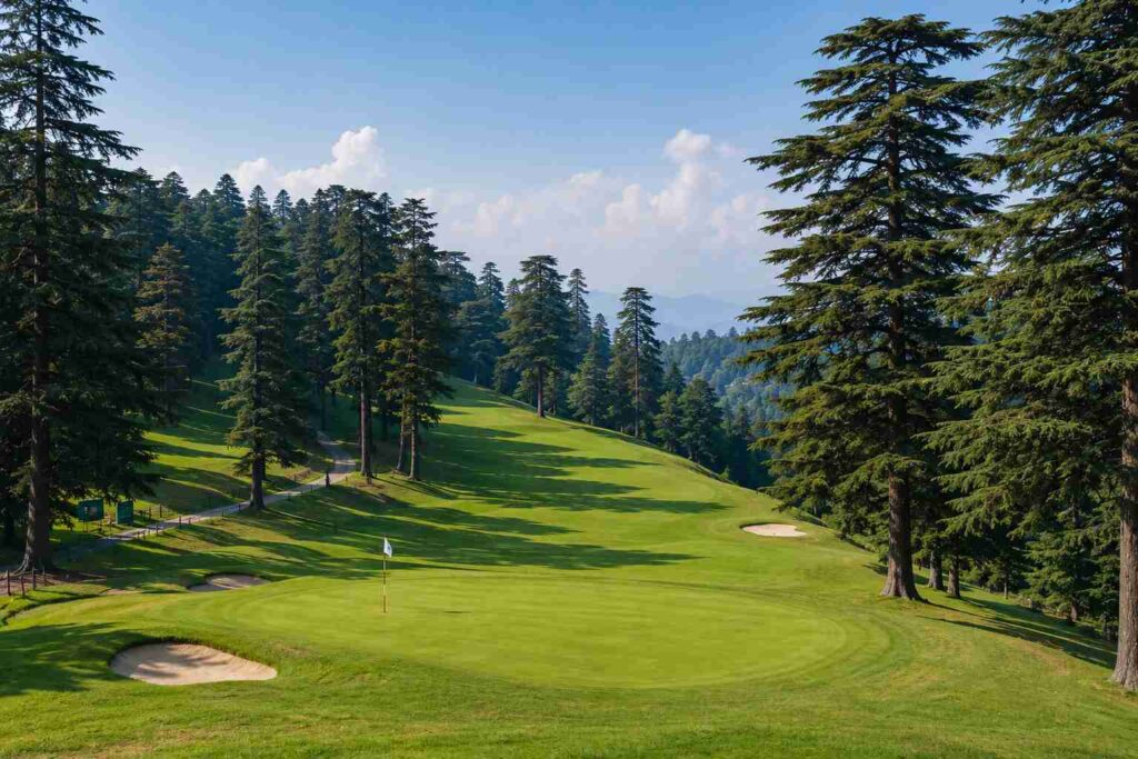 Naldehra Golf Course Shimla surrounded by deodar forest and green meadows