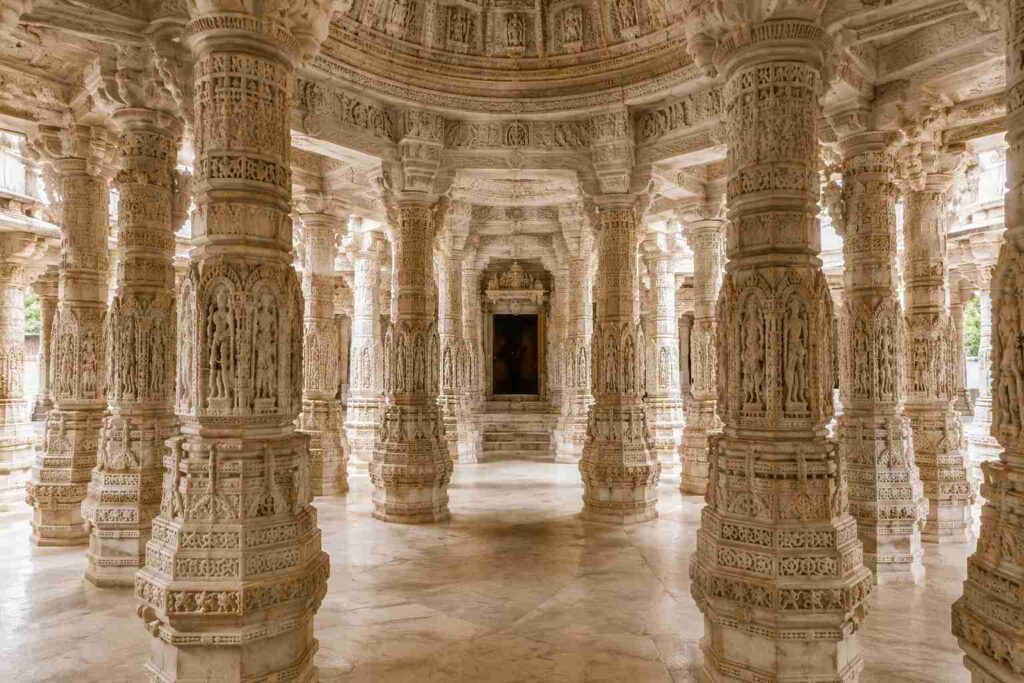 Ranakpur Jain Temple marble pillars Rajasthan highway