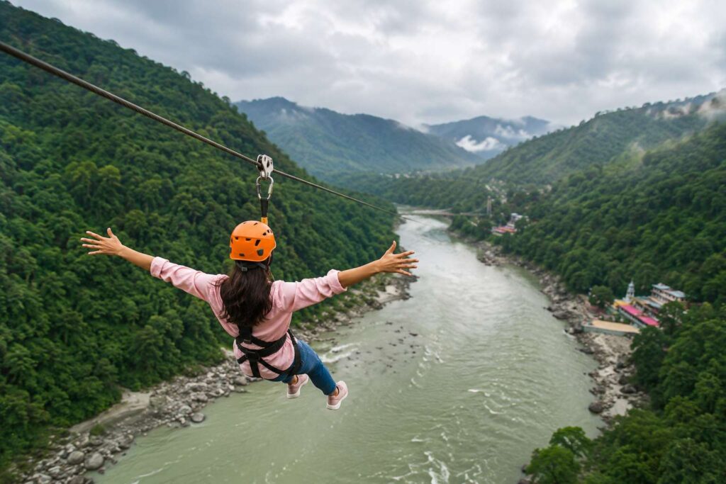 Zipline in Rishikesh over River Ganga at Shivpuri — 750 metre cable adventure activity
