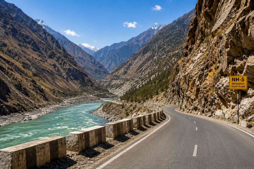 NH-5 Hindustan Tibet Road along Sutlej river route to Kinnaur Kailash