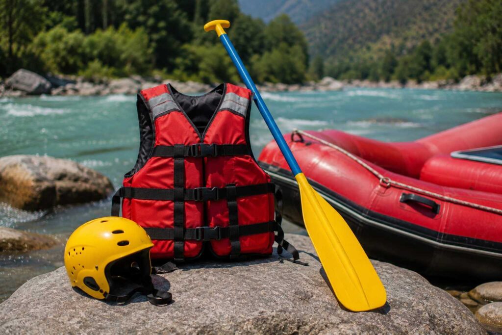 River rafting safety gear Kullu Beas
