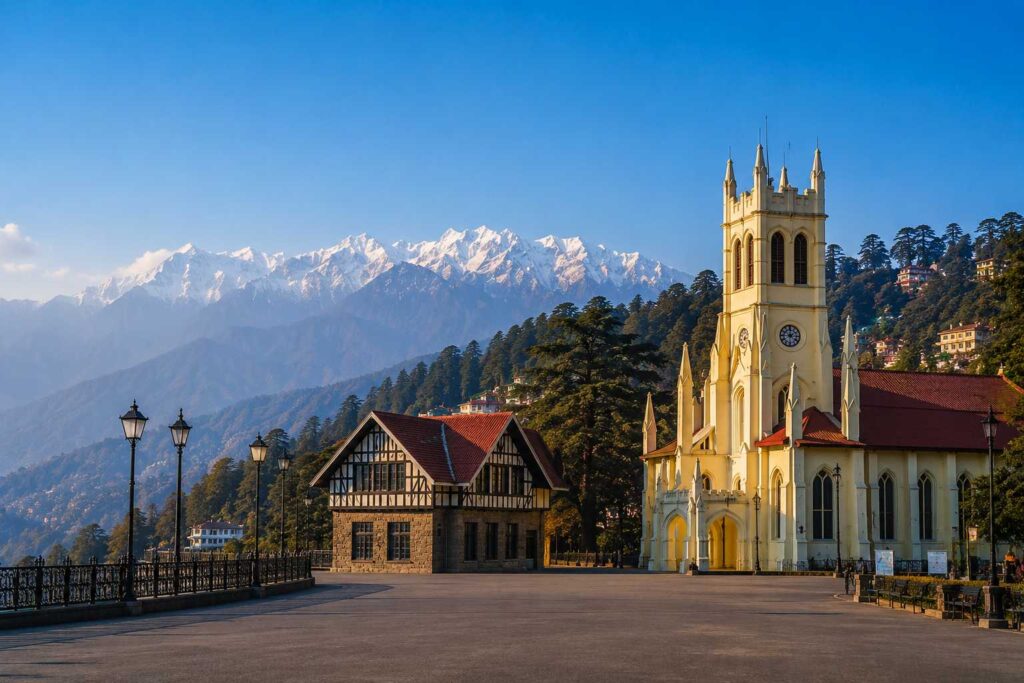 The Ridge Shimla with Christ Church and mountain backdrop