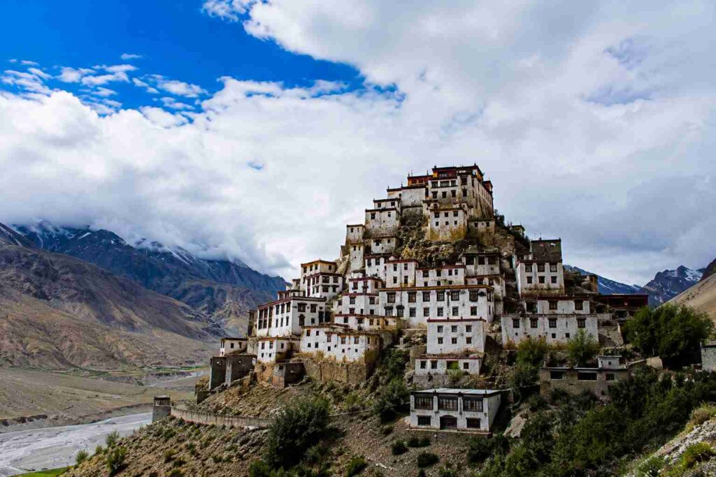 Key Monastery on a rocky hilltop in Spiti Valley Himachal Pradesh