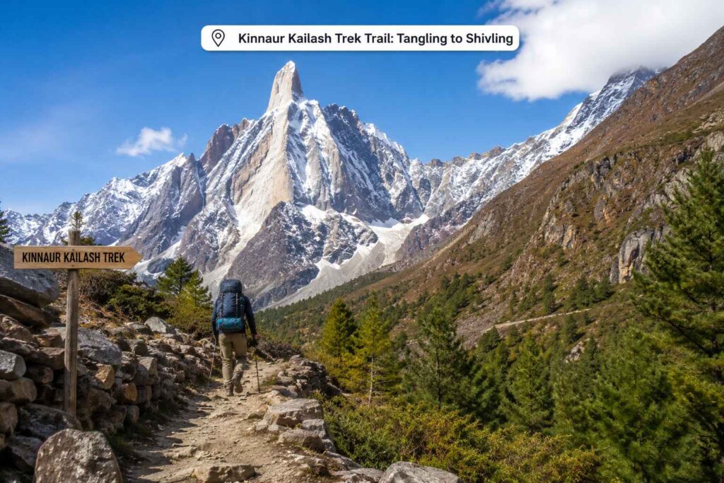 Kinnaur Kailash trek trail from Tangling village to sacred Shivling