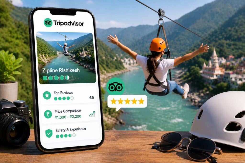 Tripadvisor activity reviews zipline Rishikesh price comparison