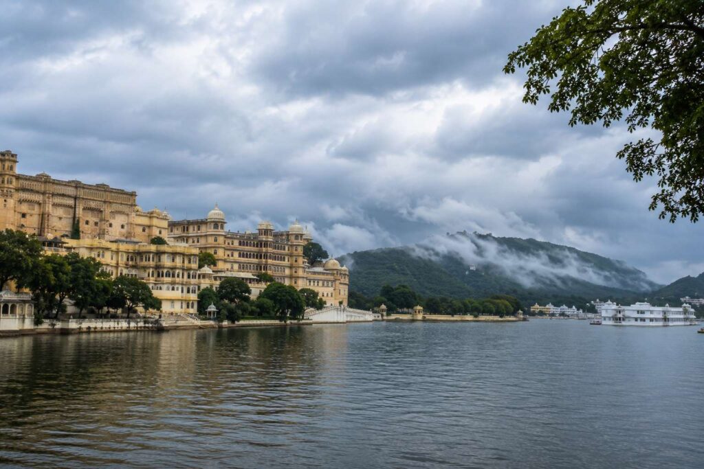 Lake Pichola Udaipur Rajasthan full during monsoon rains in July