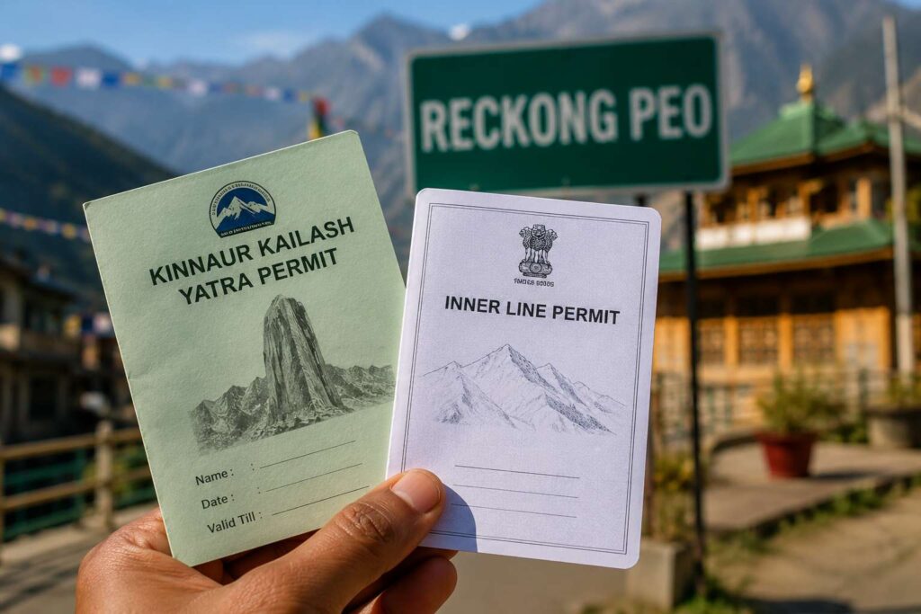 Kinnaur Kailash Yatra permit and Inner Line Permit documents at Reckong Peo