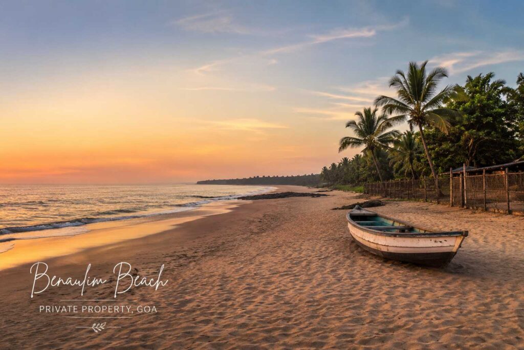 Calm sandy stretch near Benaulim Beach private property Goa 