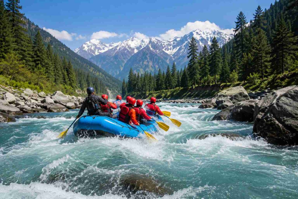 Snowmelt rapids on Lidder River during rafting season