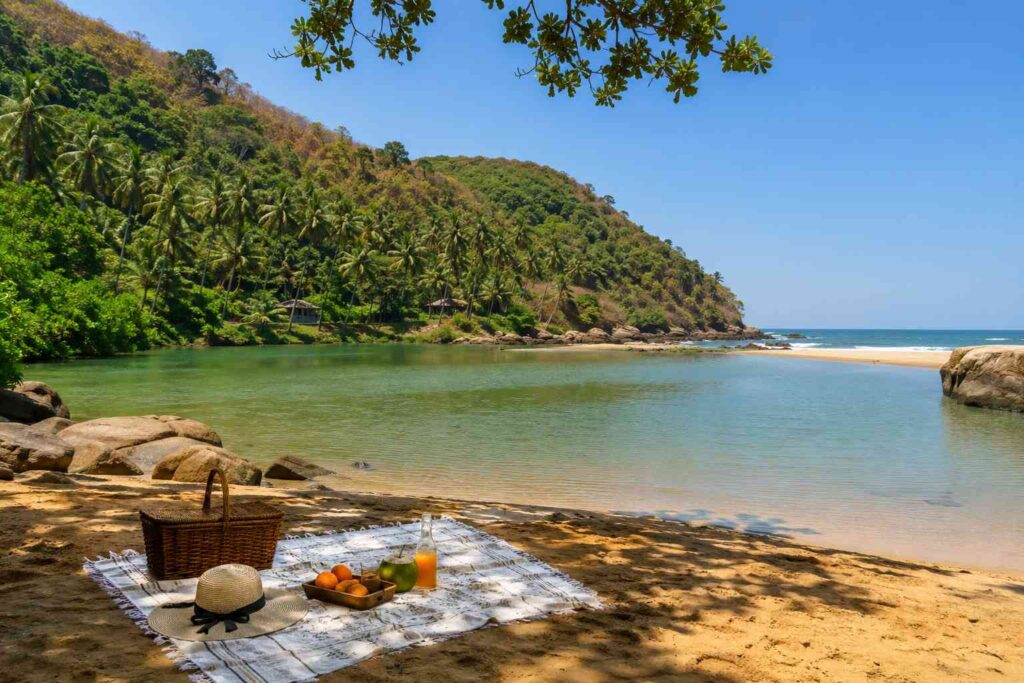 Cola Beach lagoon private picnic spot near Cola village Goa 