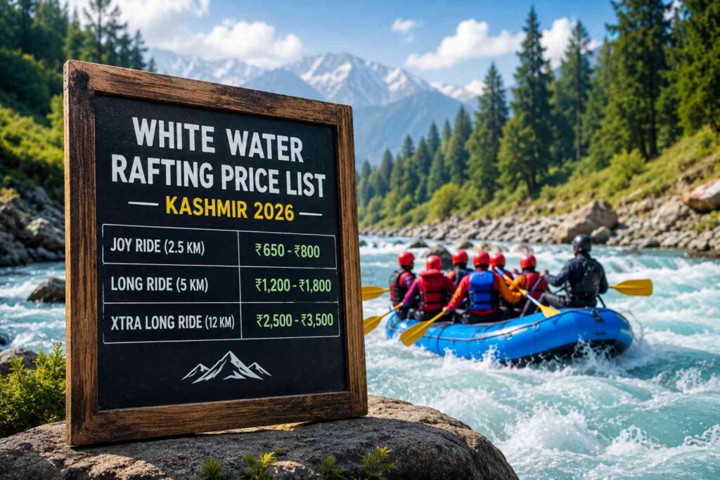 White water rafting price list Kashmir 2026