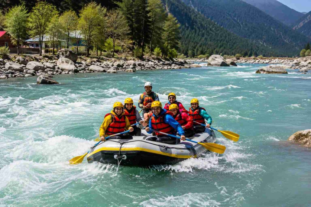 Rafters on Lidder River joy ride Pahalgam Kashmir