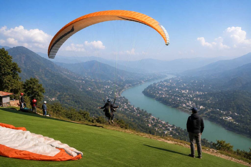 Paragliding launch site Thano near Rishikesh