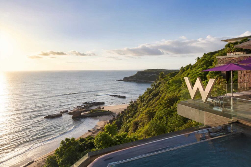 Cliffside private beach view at W Goa Vagator