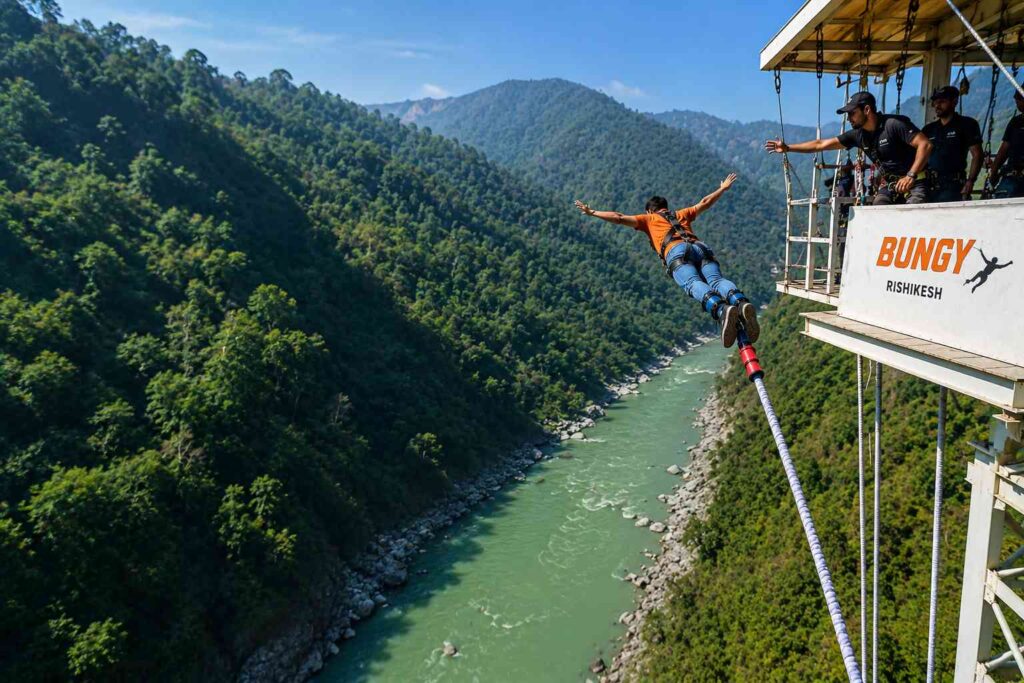 Best bungee jumping in Rishikesh fixed platform view