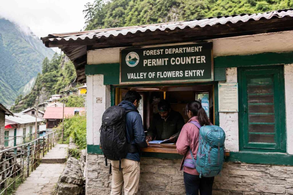 Forest Department permit counter at Ghangaria for Valley of Flowers entry